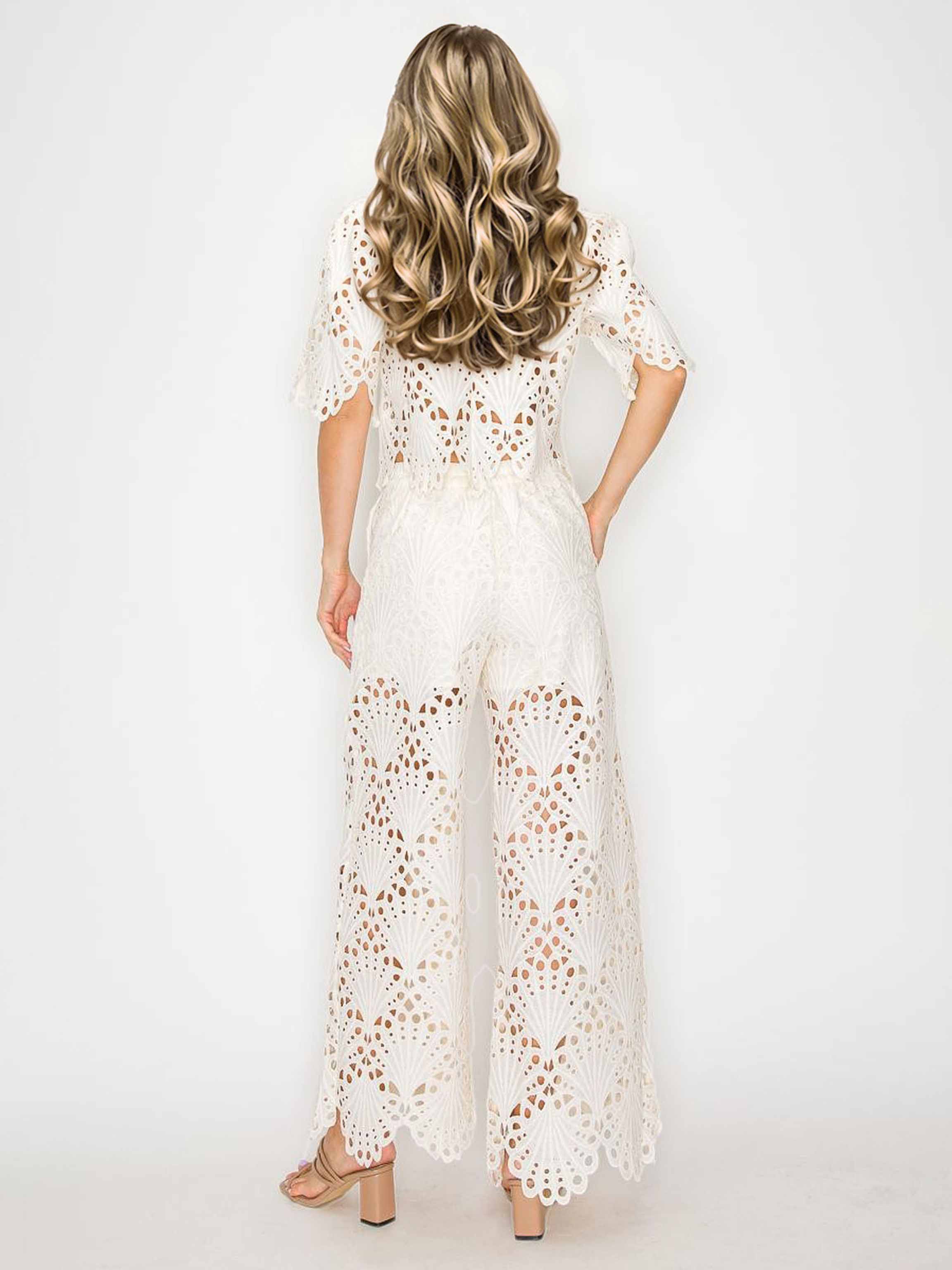 Elegant Lace Cutout Pants