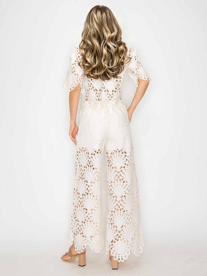 Elegant Lace Cutout Pants
