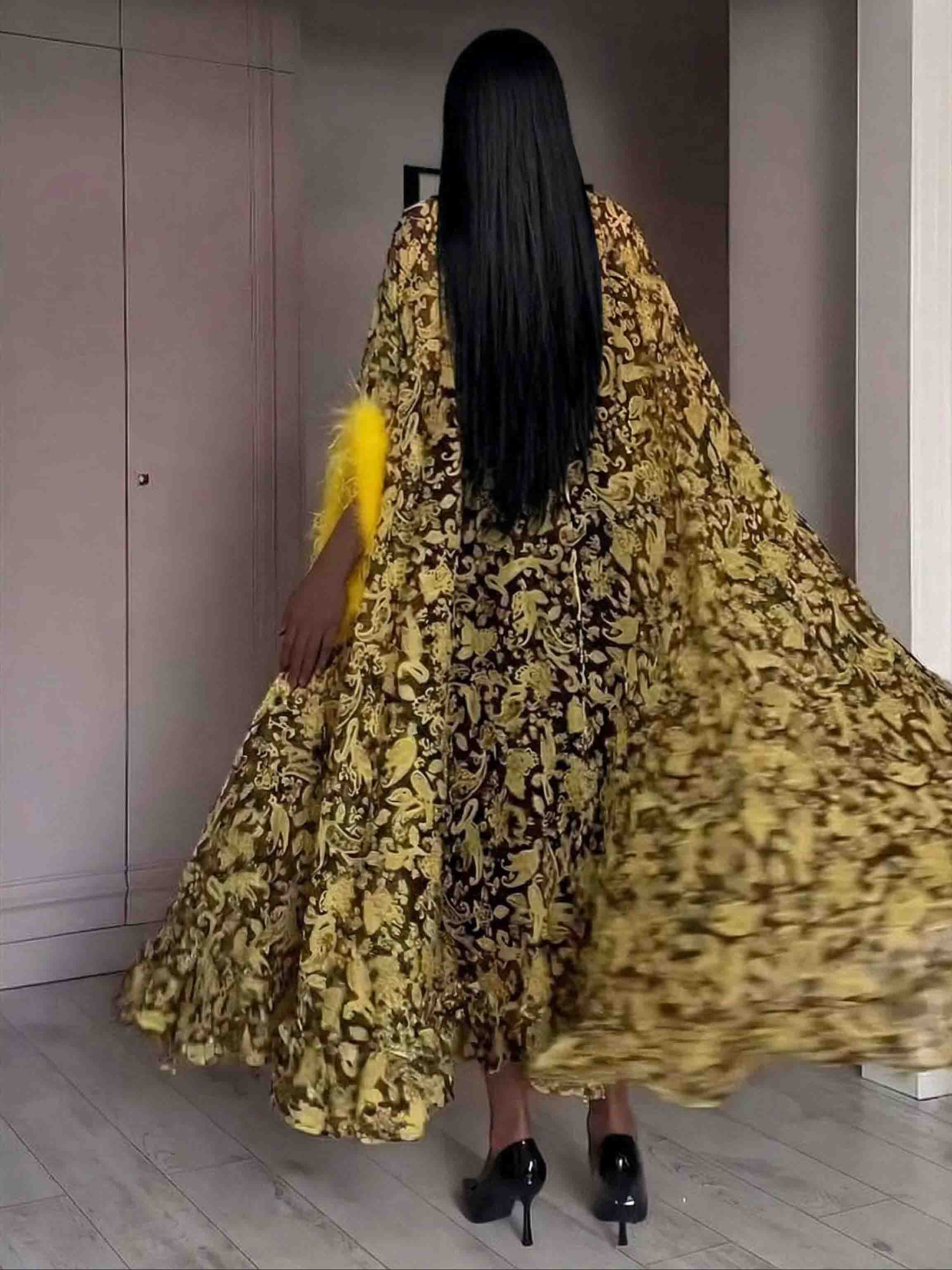 Exquisite Chiffon Printed Kaftan Maxi Drasss