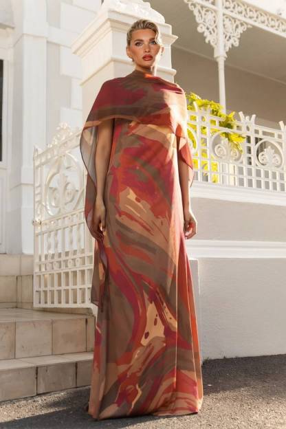 Elegant Strapless Shawl-Style Flowing Maxi Dress