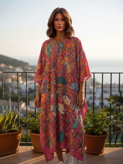 Retro Satin Floral Asymmetrical Vacation Maxi Dress