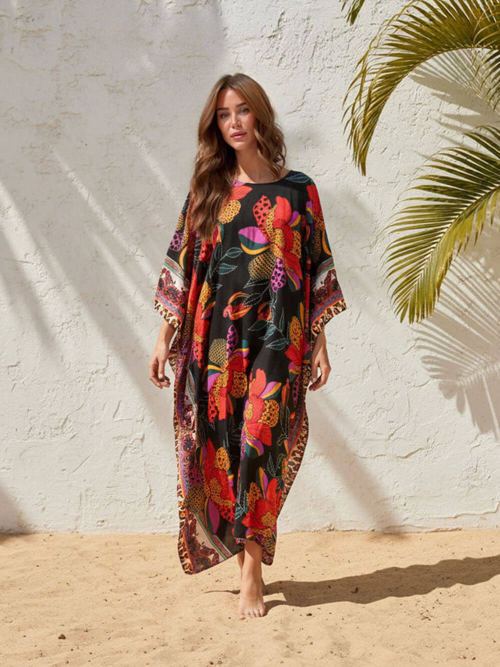 Boho Print Kimono Maxi Dress