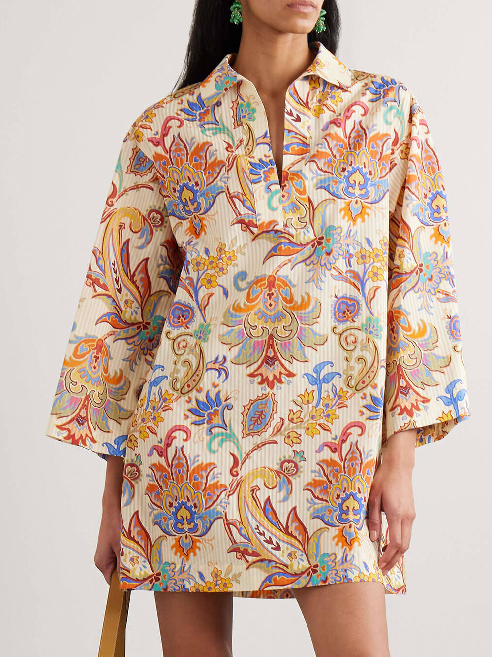 Elegant Paisley Print Loose Mini Dress