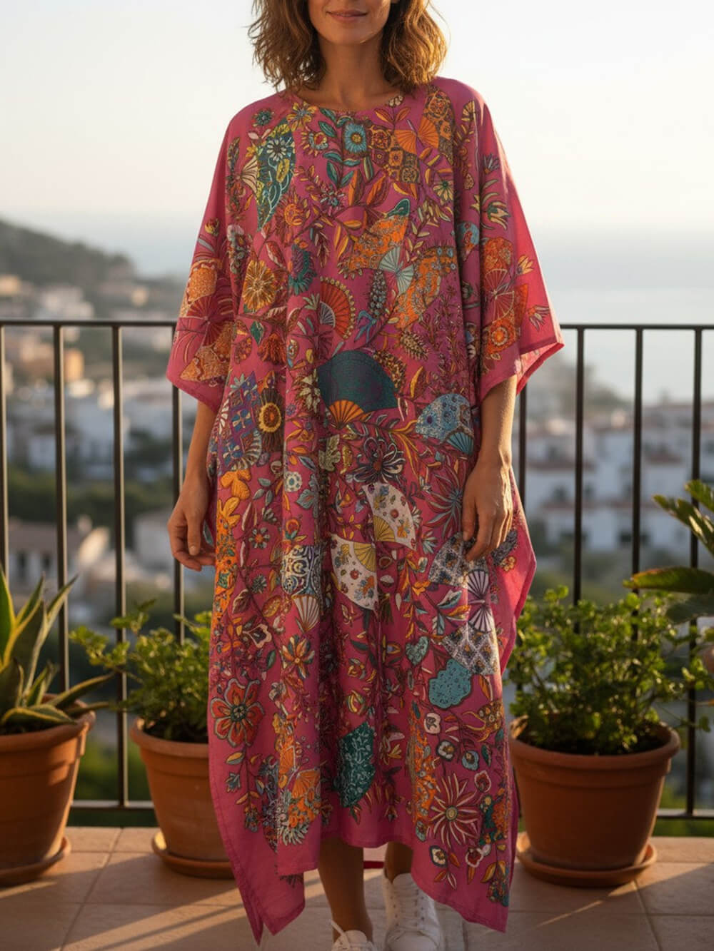 Retro Satin Floral Asymmetrical Vacation Maxi Dress