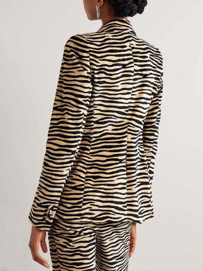 Exquisite Zebra Print Lapel Blazer
