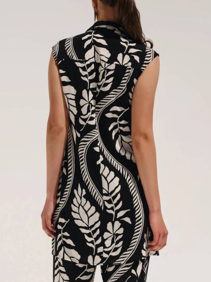 Unique Sleeveless Floral Print Tank Shirt