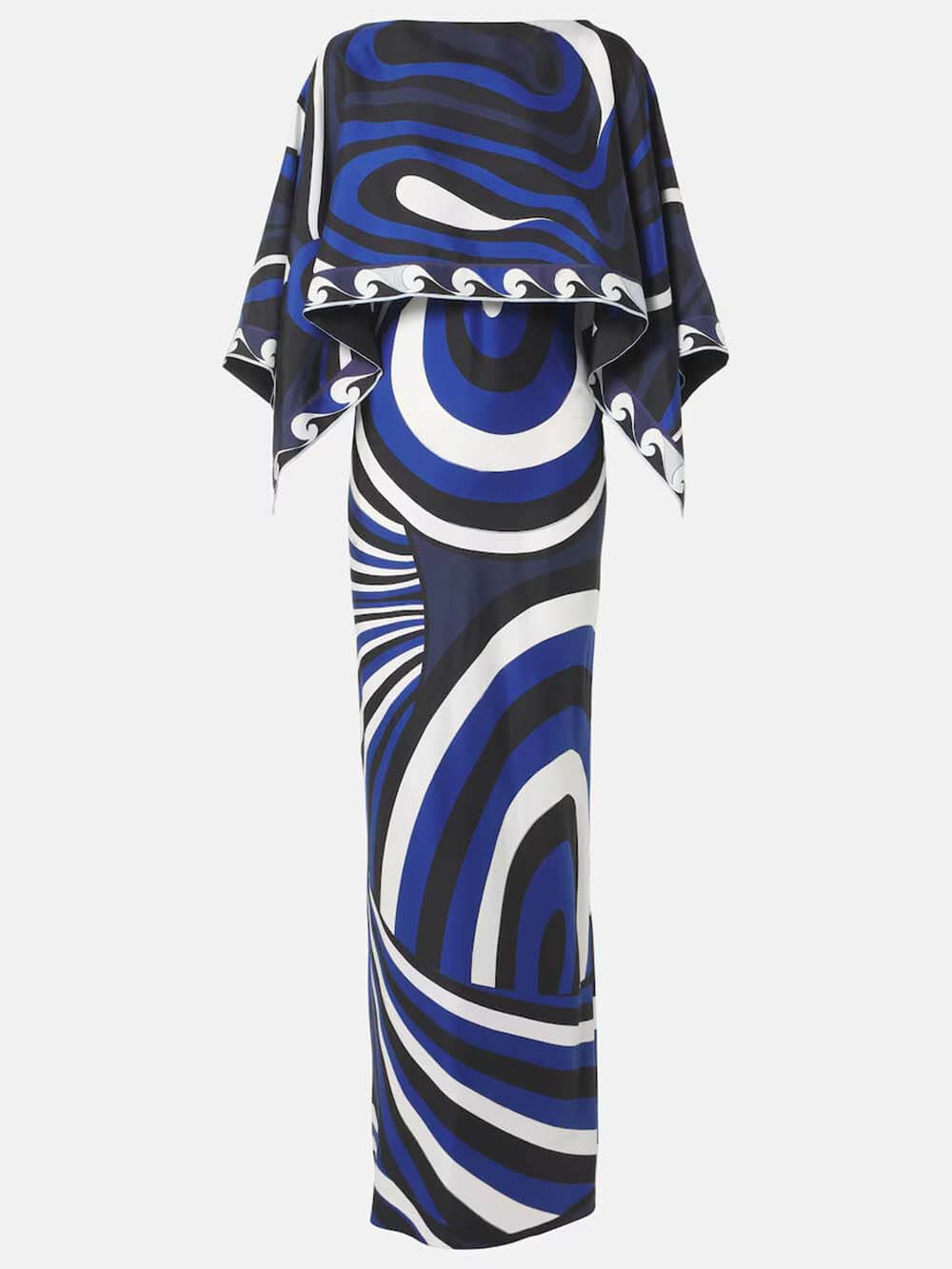 Exquisite Swirl Rainbow Print Maxi Dress and Loose Cape Top Set