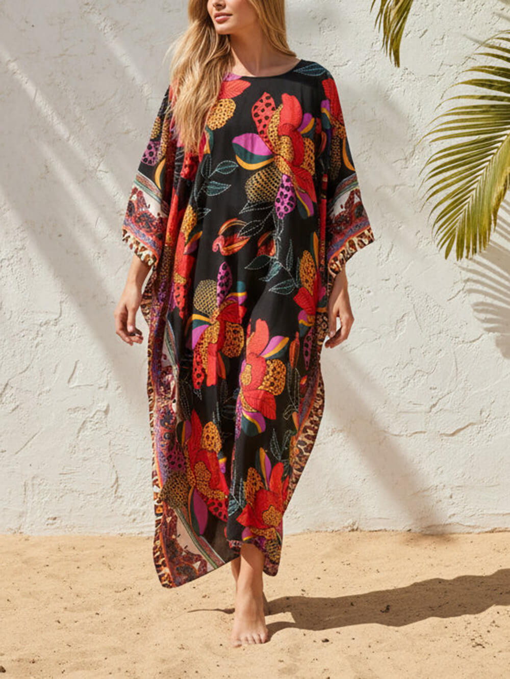 Boho Print Kimono Maxi Dress