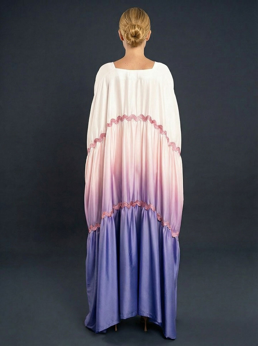 Elegant Satin Gradient Print Maxi Dress