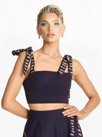 Exquisite Square Neck Bow-Tie Cropped Tank Top