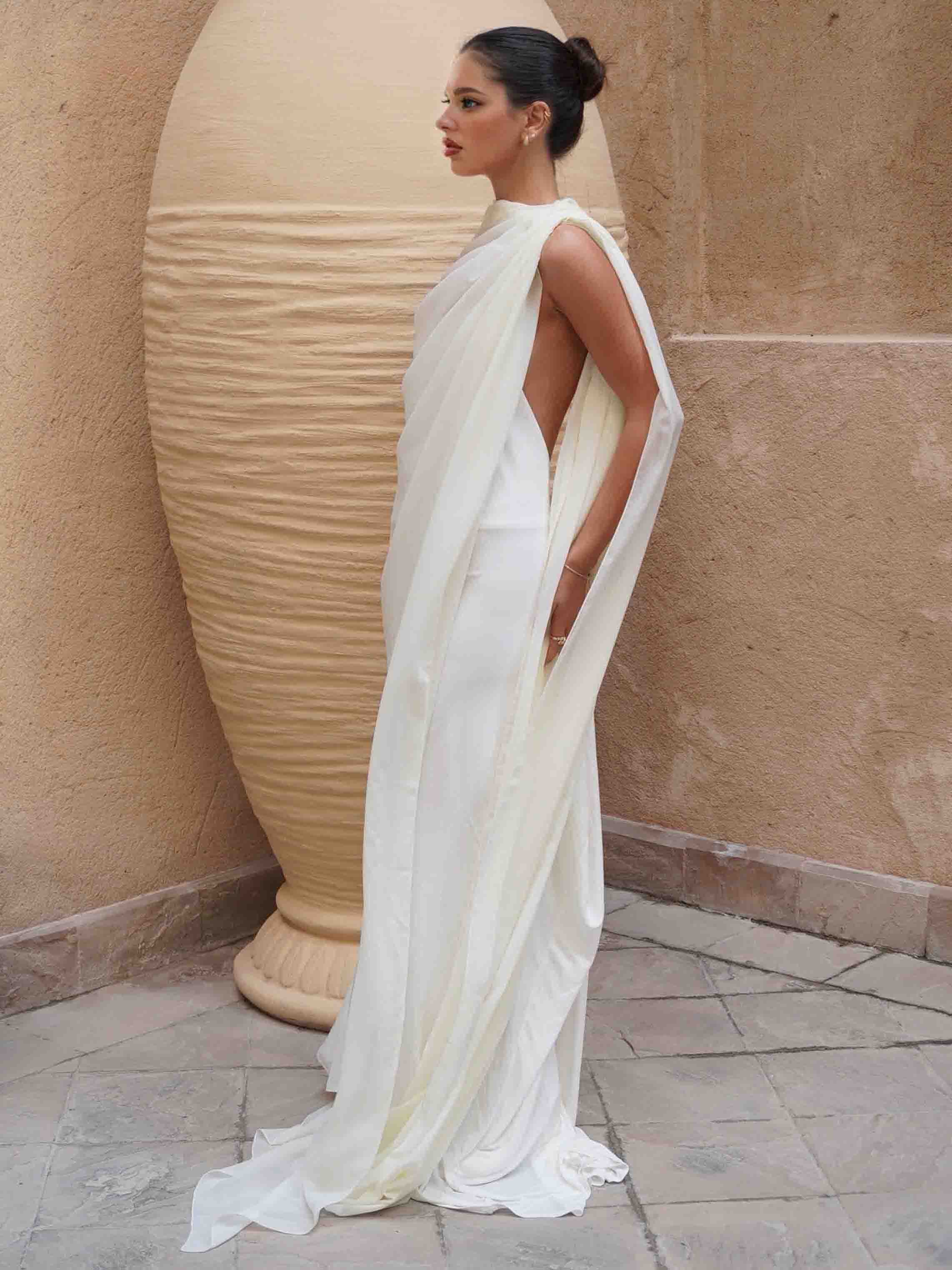 Elegant One-Shoulder Draped Maxi Dress