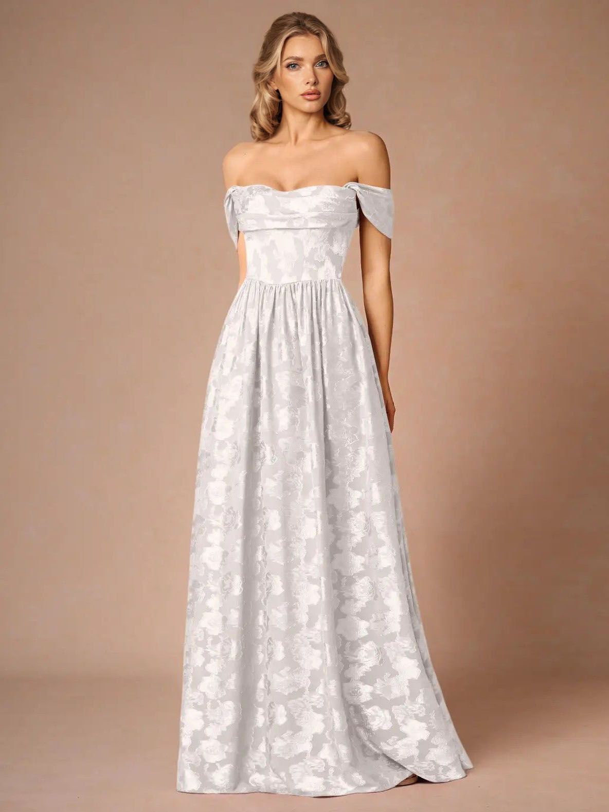 Elegant Drape Neck Floral A-Line Maxi Dress