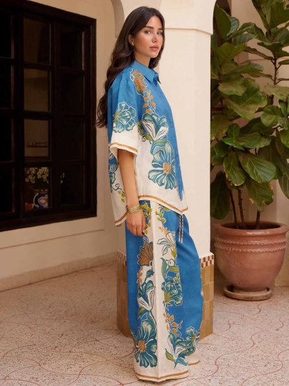 Casual Floral Print Short-sleeved Button-down Shirt