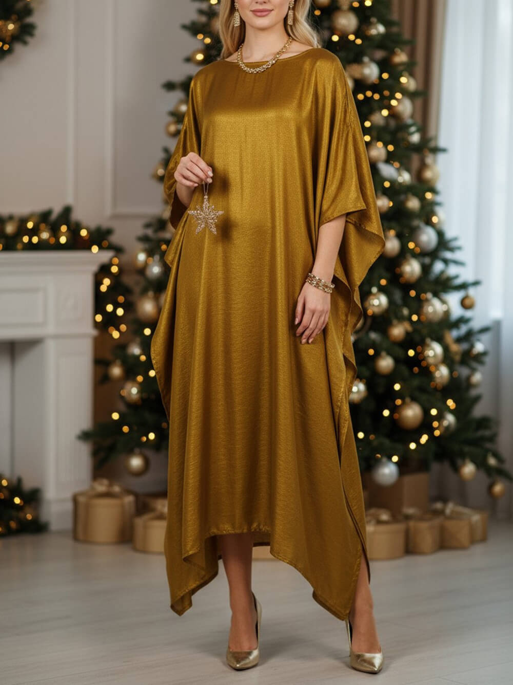 Bohemian Satin Kimono Maxi Dress