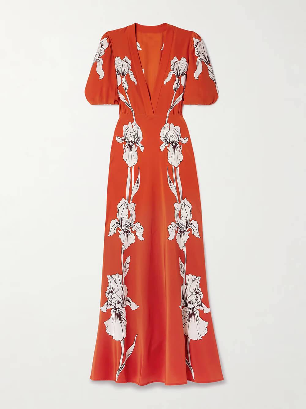 Exquisite Floral Print Satin Crepe Maxi Dress