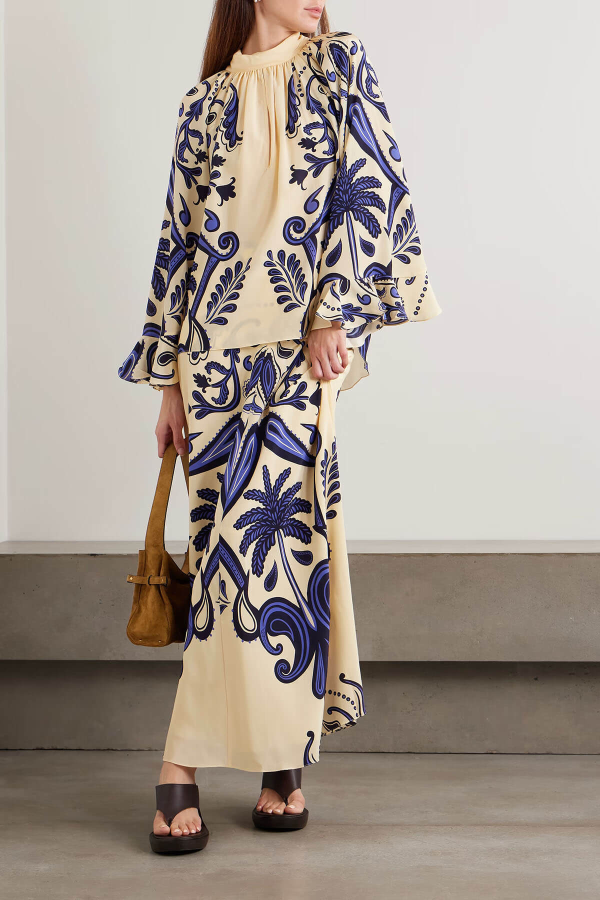 Exquisite Printed Satin A-line Skirt