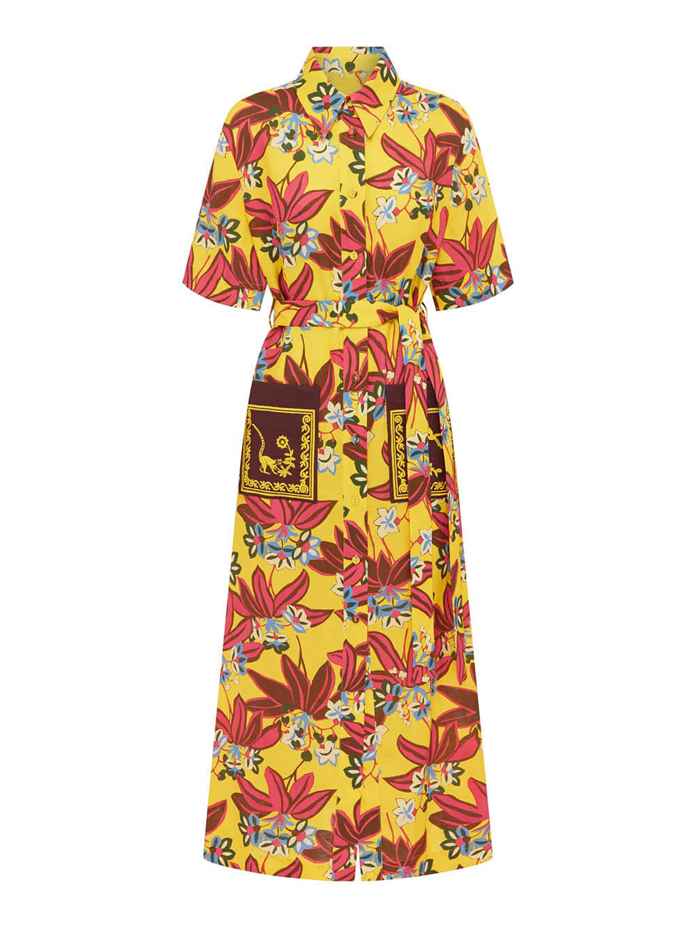 Unique Floral Print Midi Shirtdress