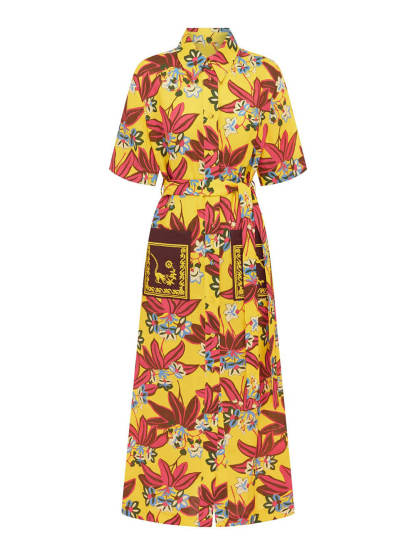 Unique Floral Print Midi Shirtdress
