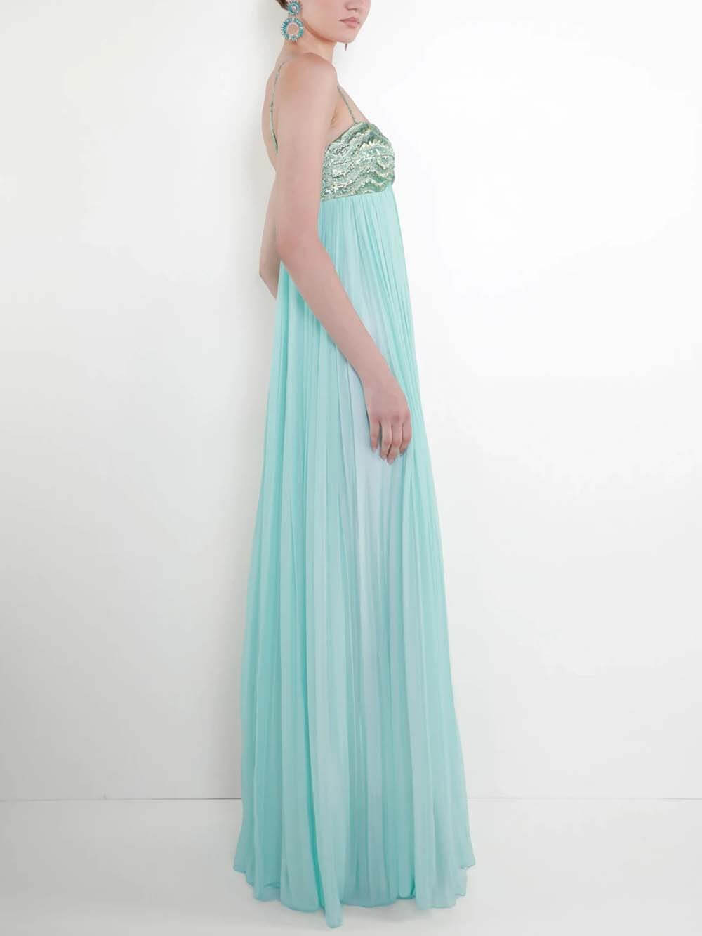 Elegant Ruched Twist-Detail Spaghetti Strap Maxi Dress