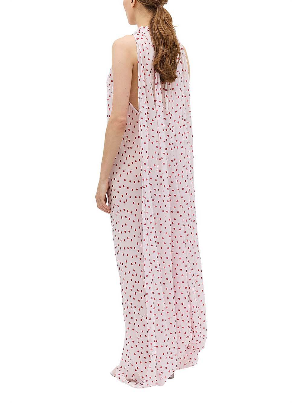 Unique Red Polka Dot Chiffon Maxi Dress