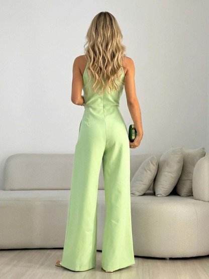 Elegant Halter Neck Wide-Leg Jumpsuit
