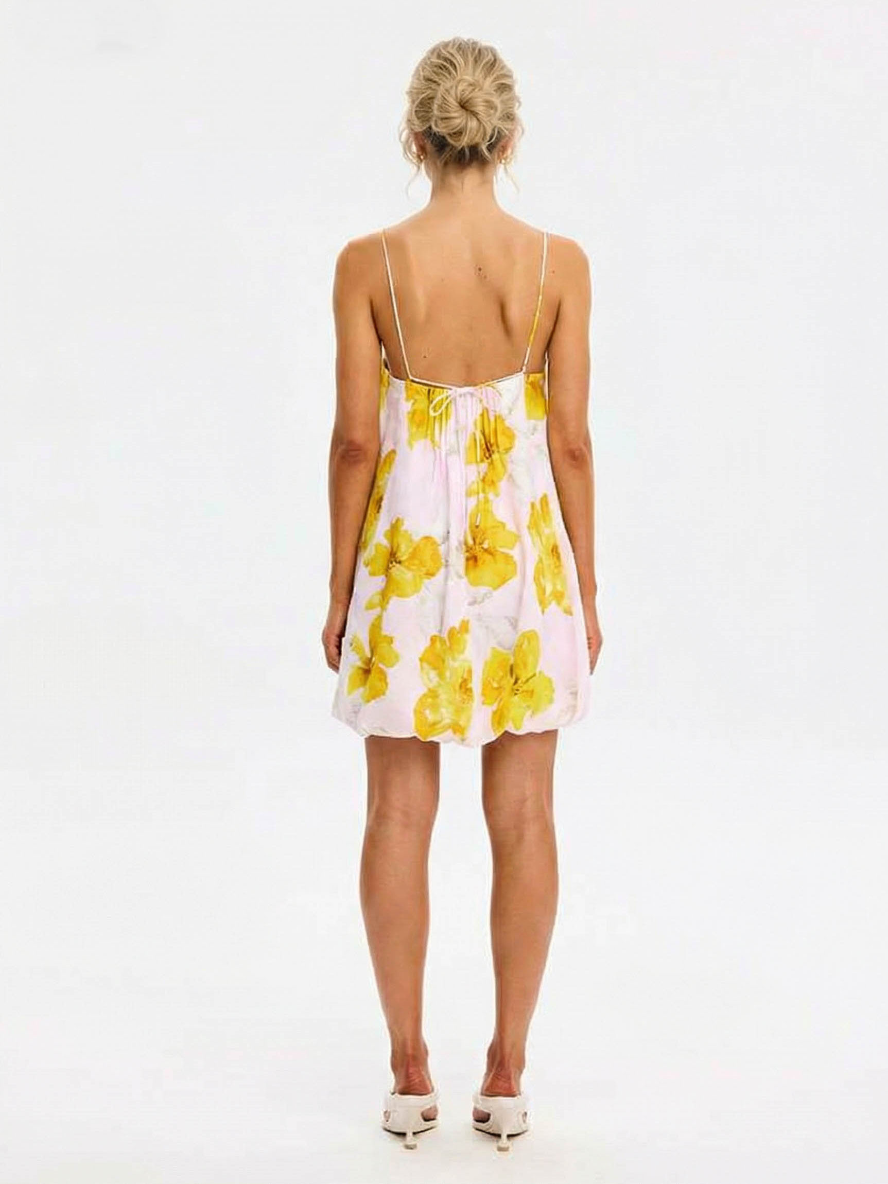 Spaghetti Strap Square Neck Floral Mini Dress