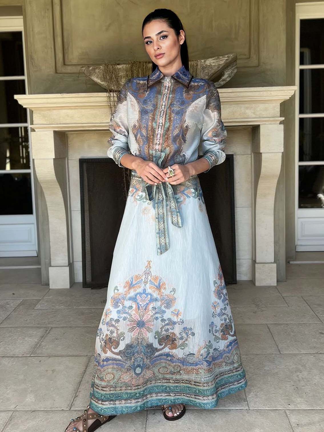 Retro Inspired Paisley Pattern Button-Up Blouse