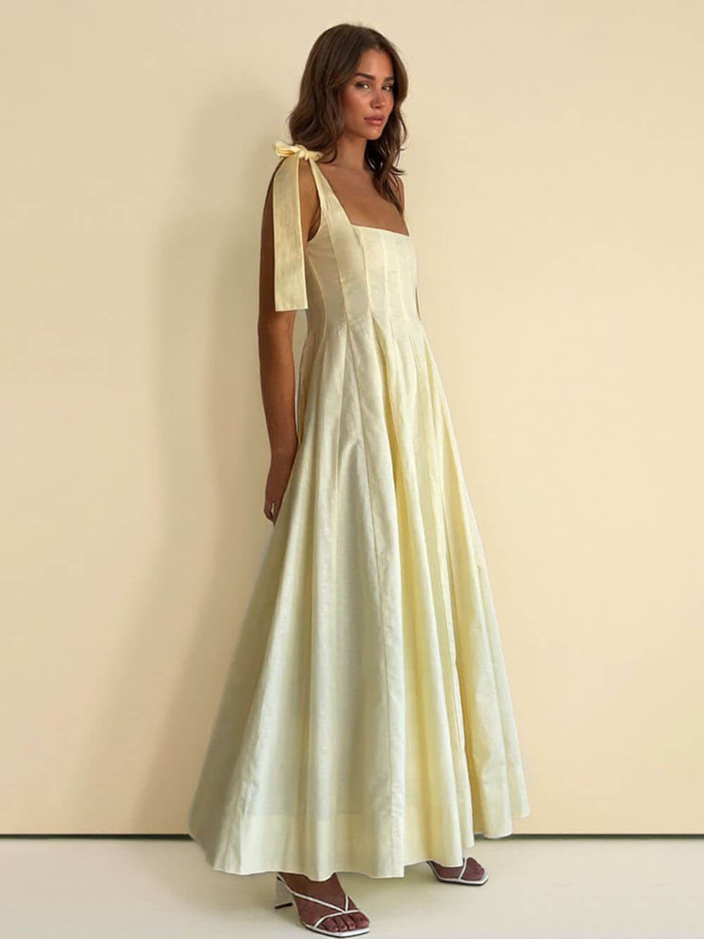 Classic Casual Patchwork Tie-Waist A-line Maxi Dress