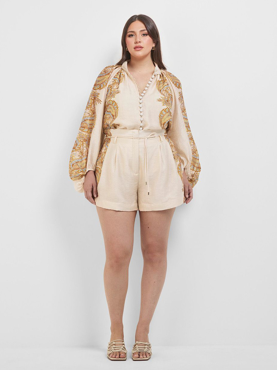 Elegant Paisley Print Shorts Two-piece Set