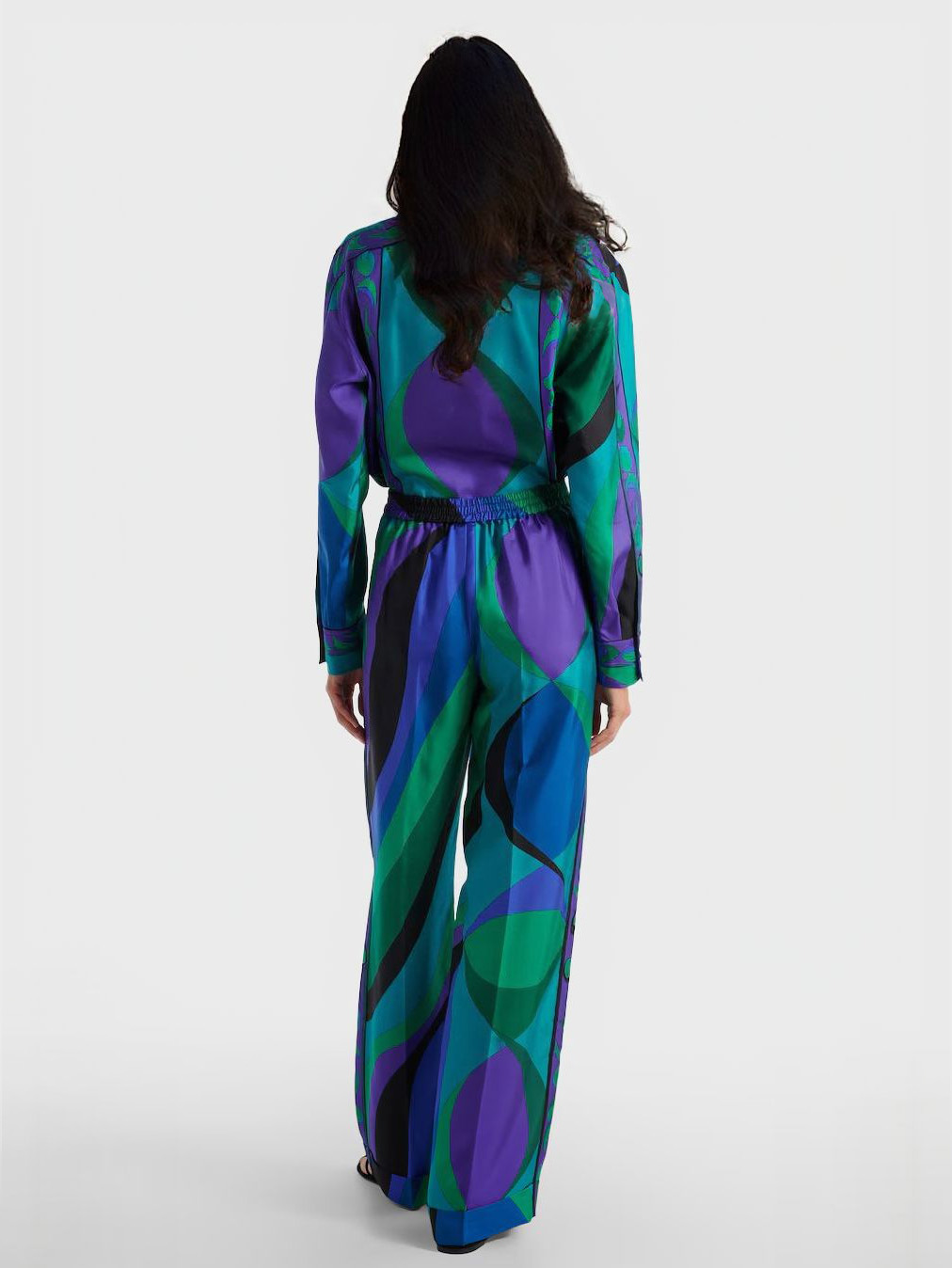 Unique Irregular Abstract Print Wide-leg Pants