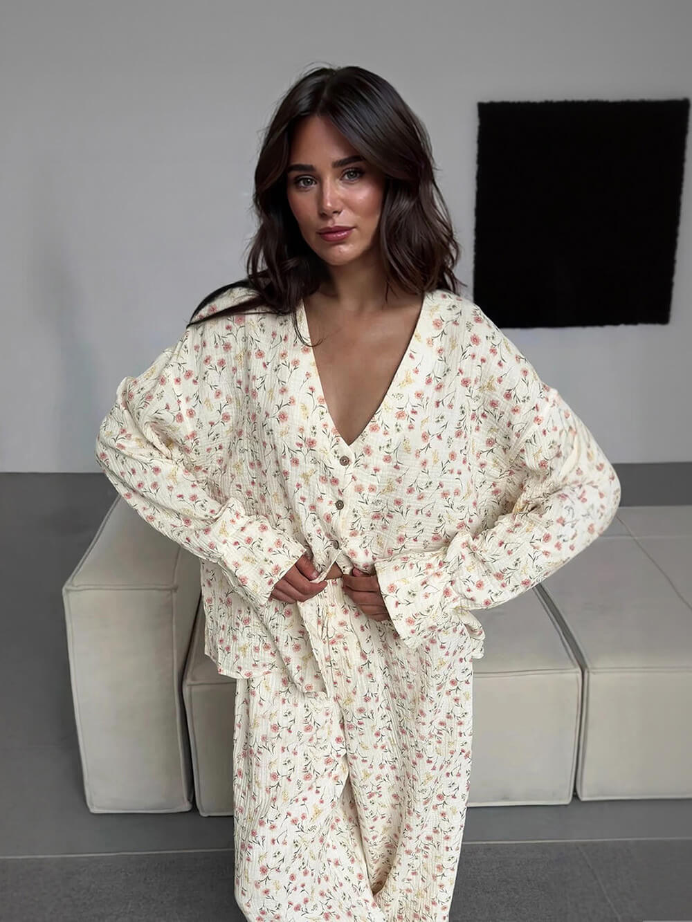 Casual Loose Printed Loungewear Pajama Set
