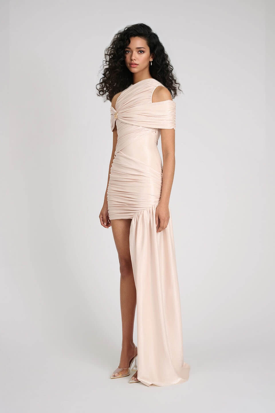 Elegant Layered Off-Shoulder Pleated Mini Dress