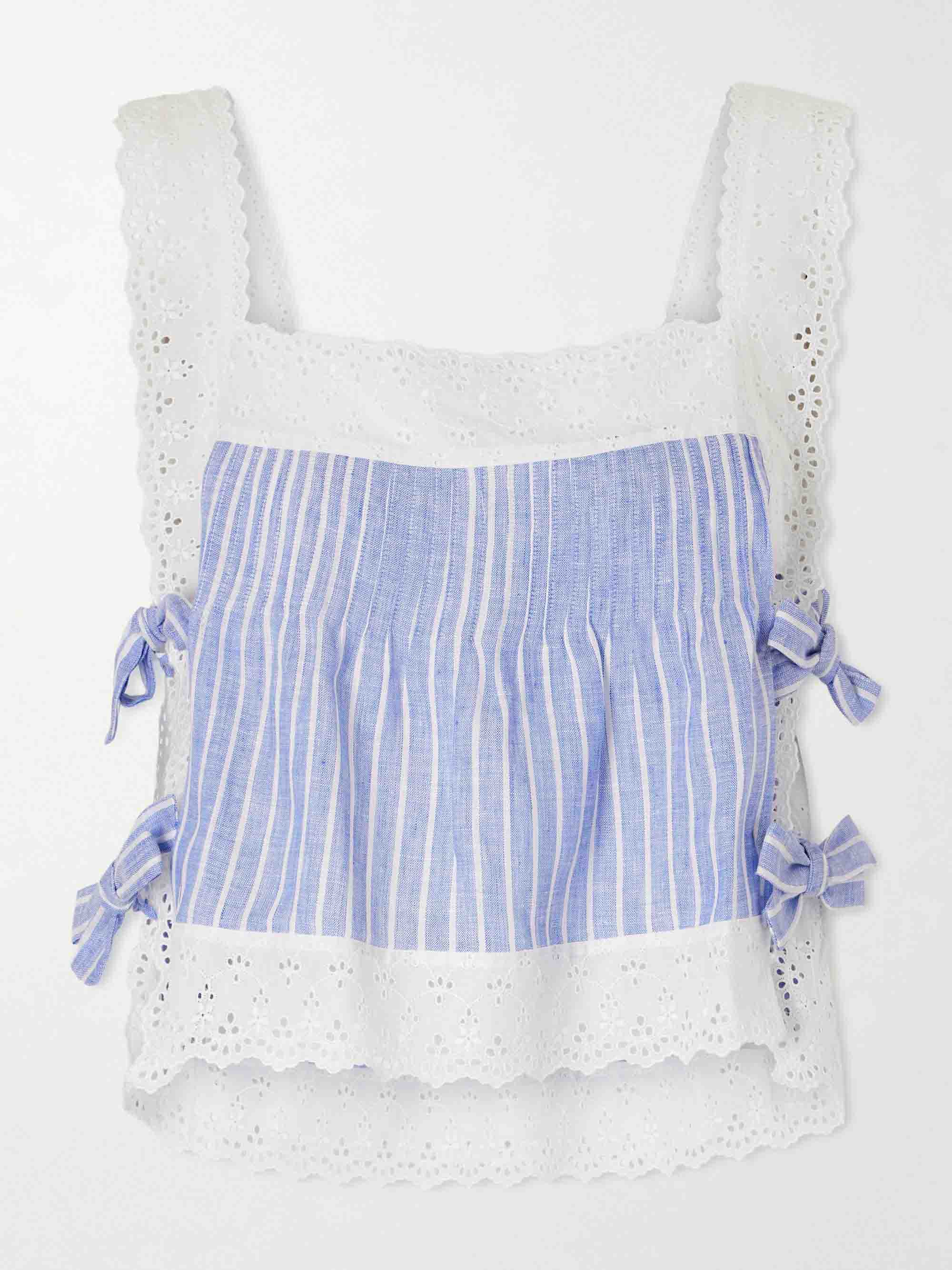 Striped Lace Trim Camisole & Wide-Leg Pants Pajama Set