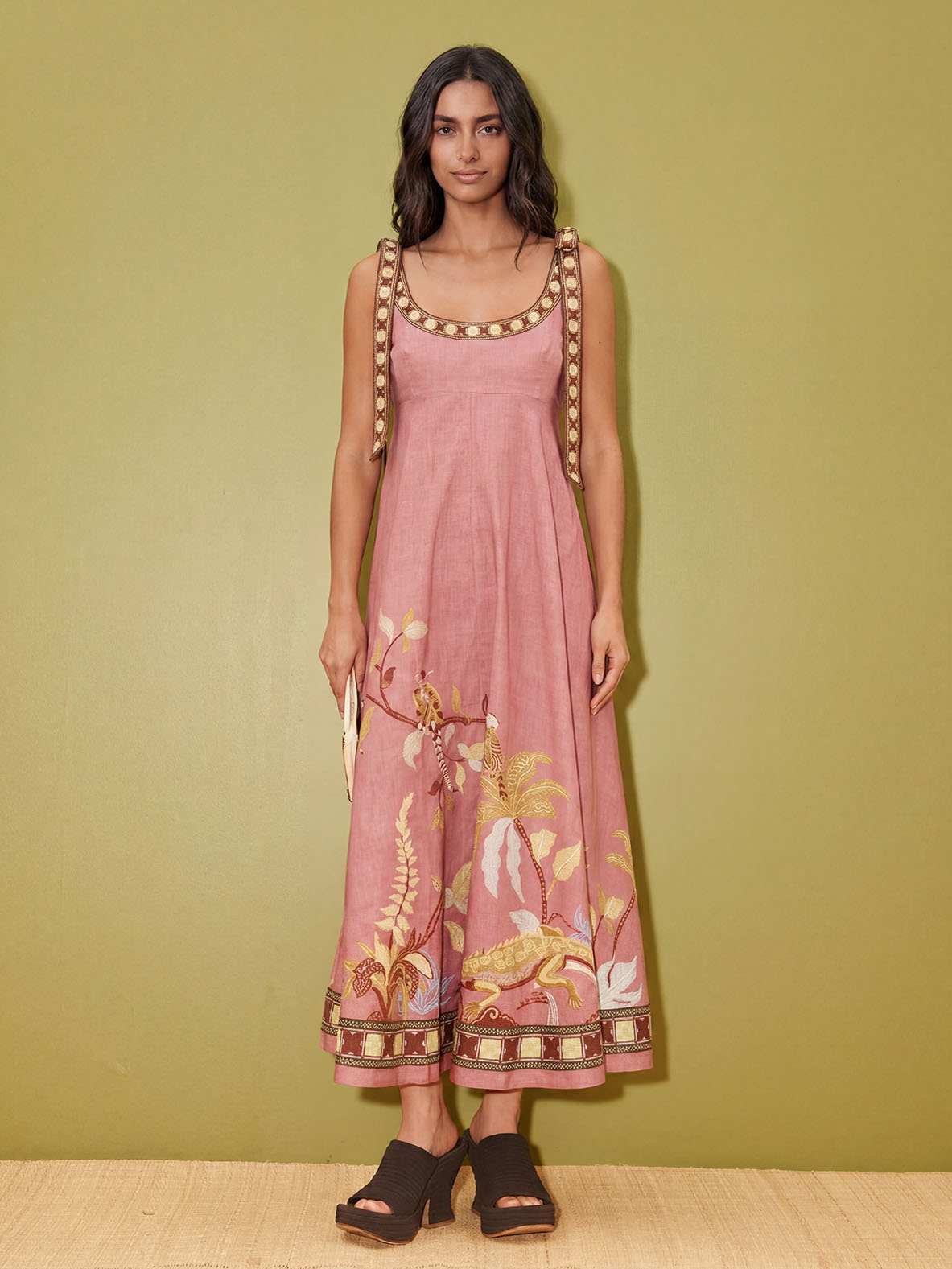 Unique Tropical Lizard Print Maxi Dress