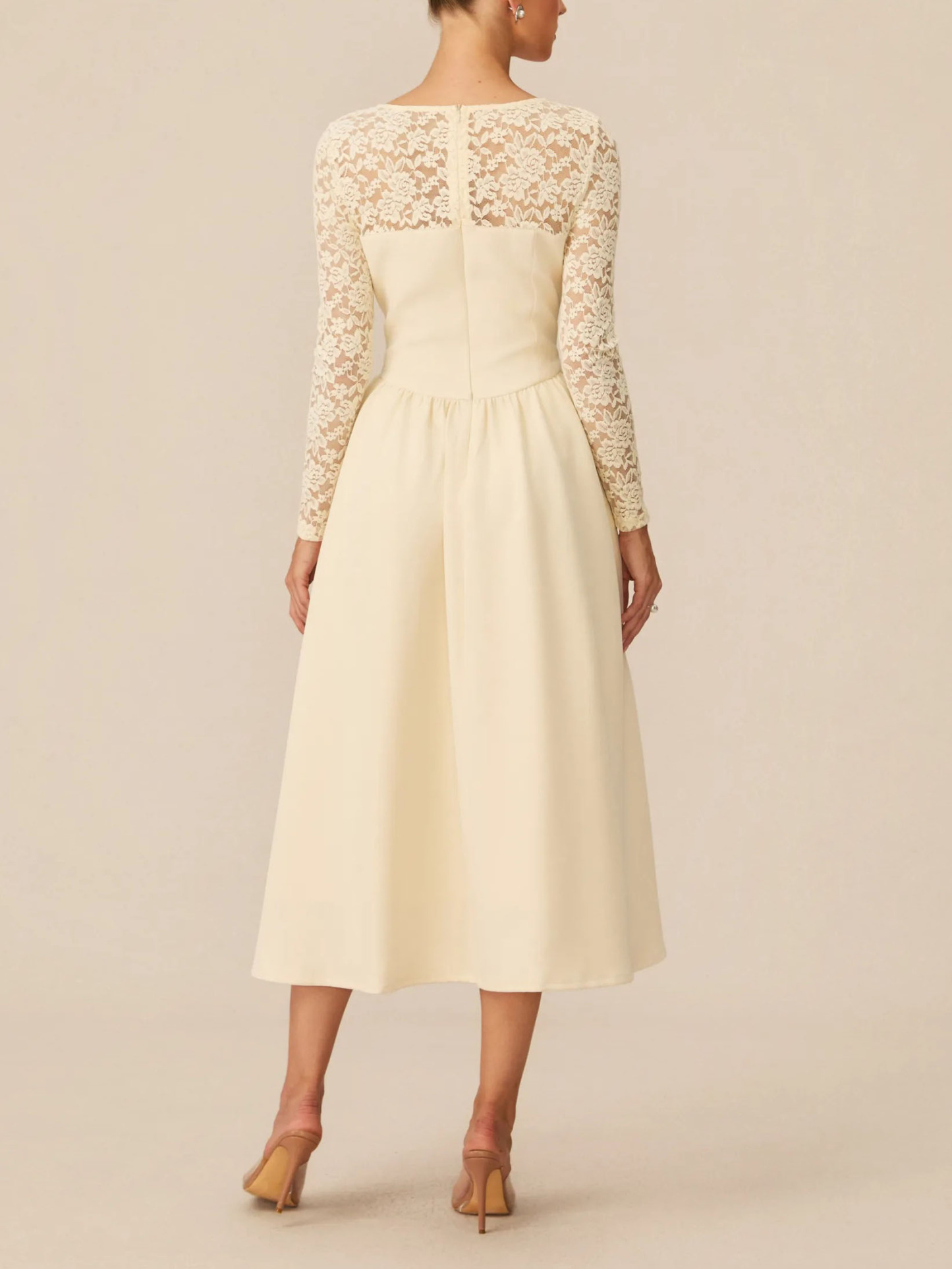Exquisite Lace Sleeve Midi Dress