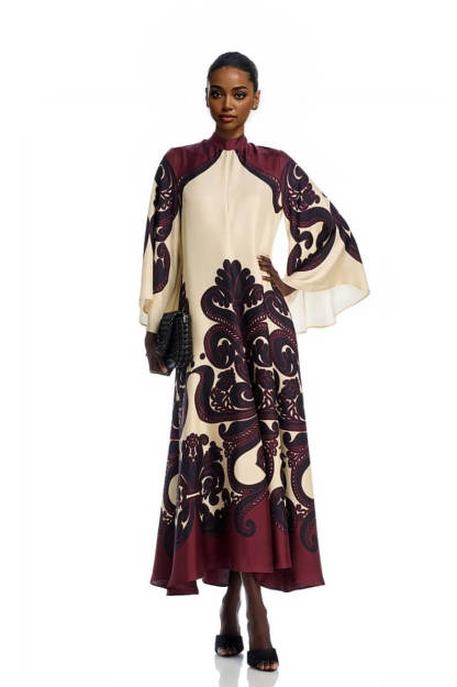 Elegance Ease Stunning Grenadilla Print Maxi Dress