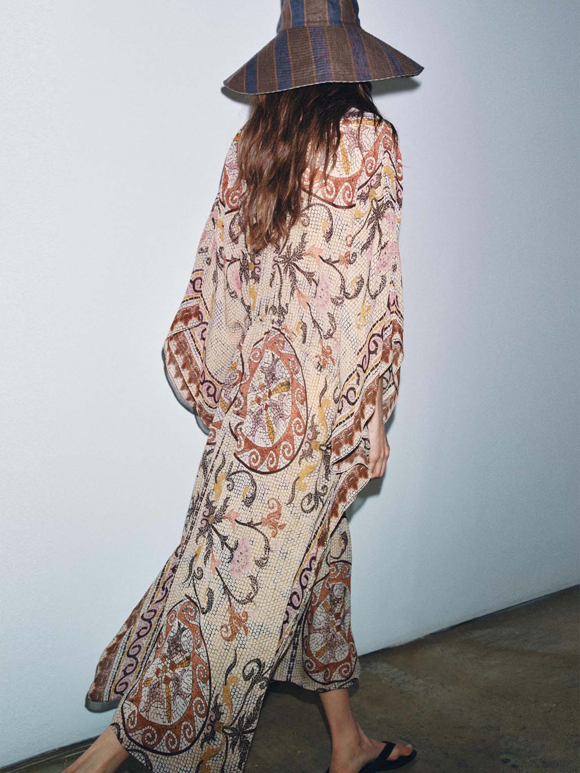 Bohemian Paisley Print Batwing Sleeve Maxi Dress