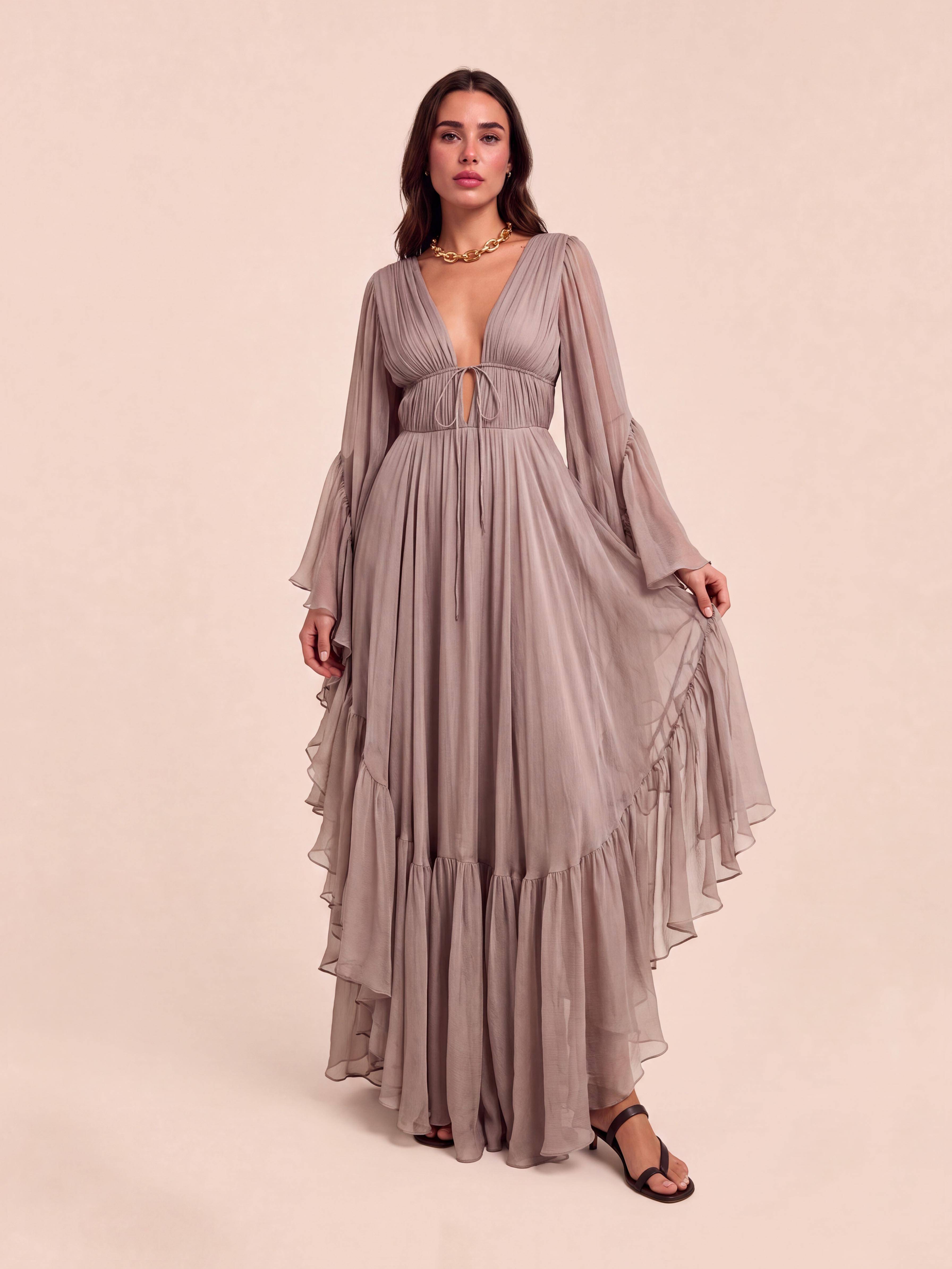 Elegant Chiffon Bohemian Holiday Dress
