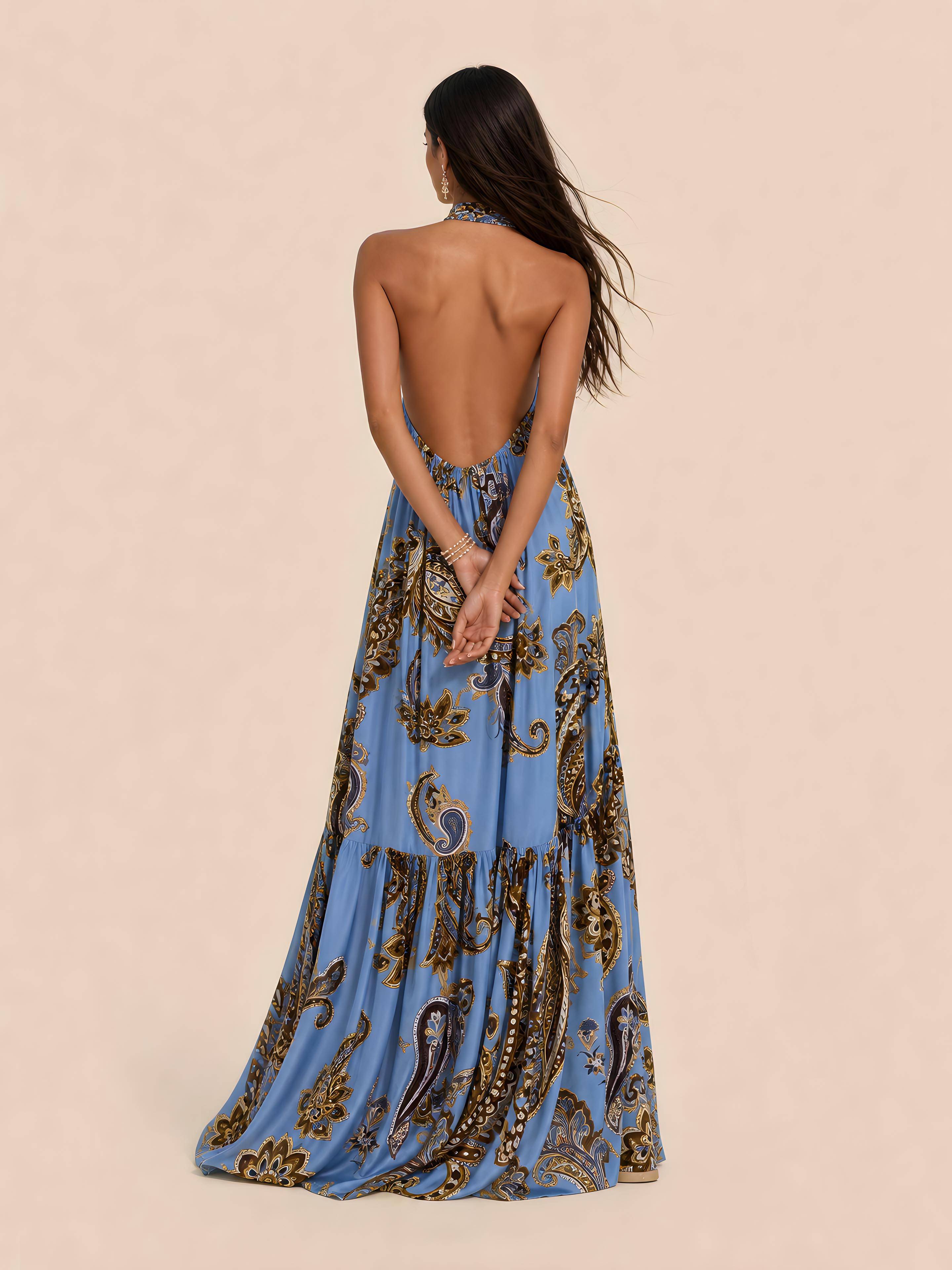 Paisley-Print Long Ethnic Dress