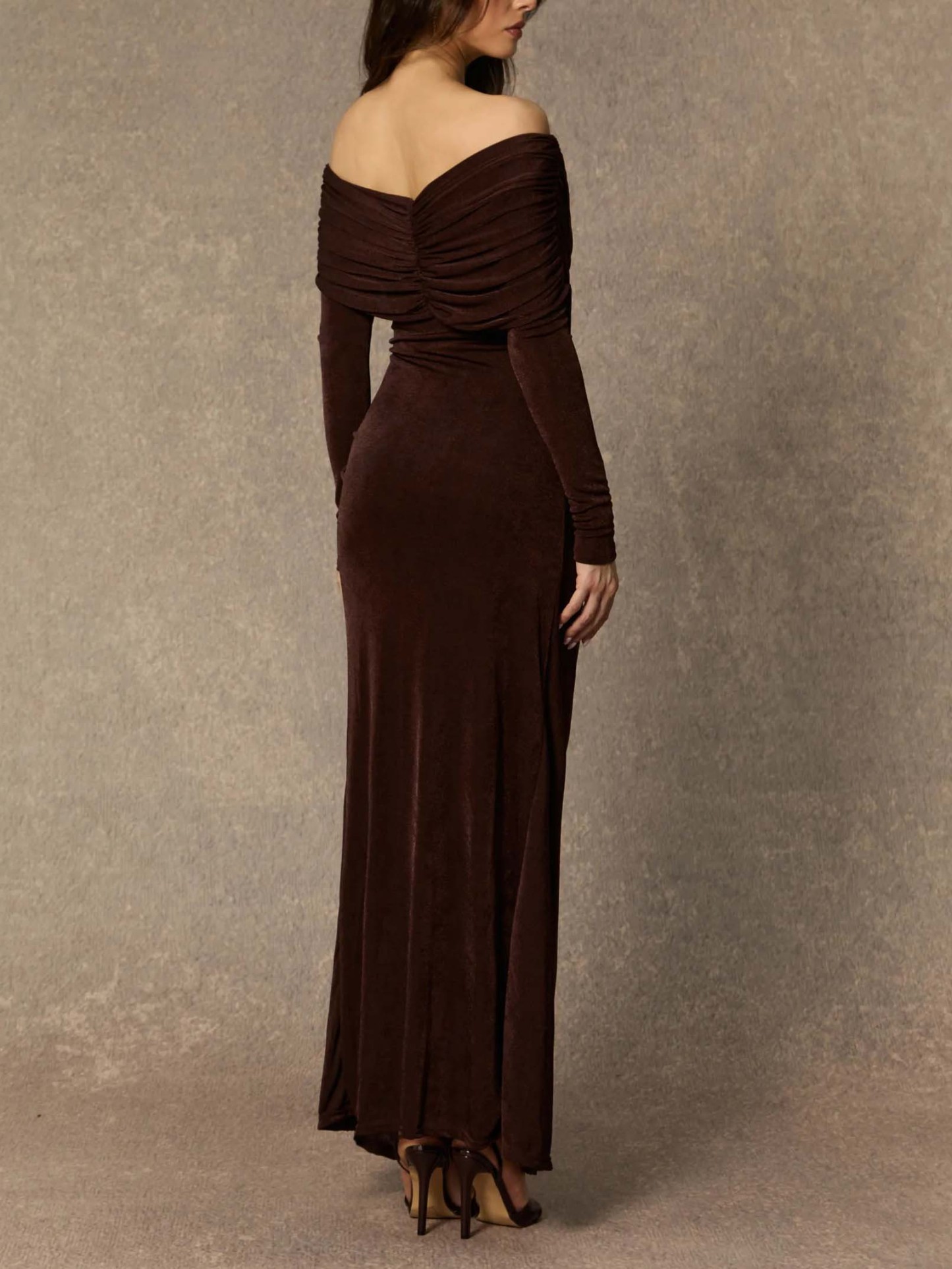 Elegant One-shoulder Pleated Knit Maxi Dress