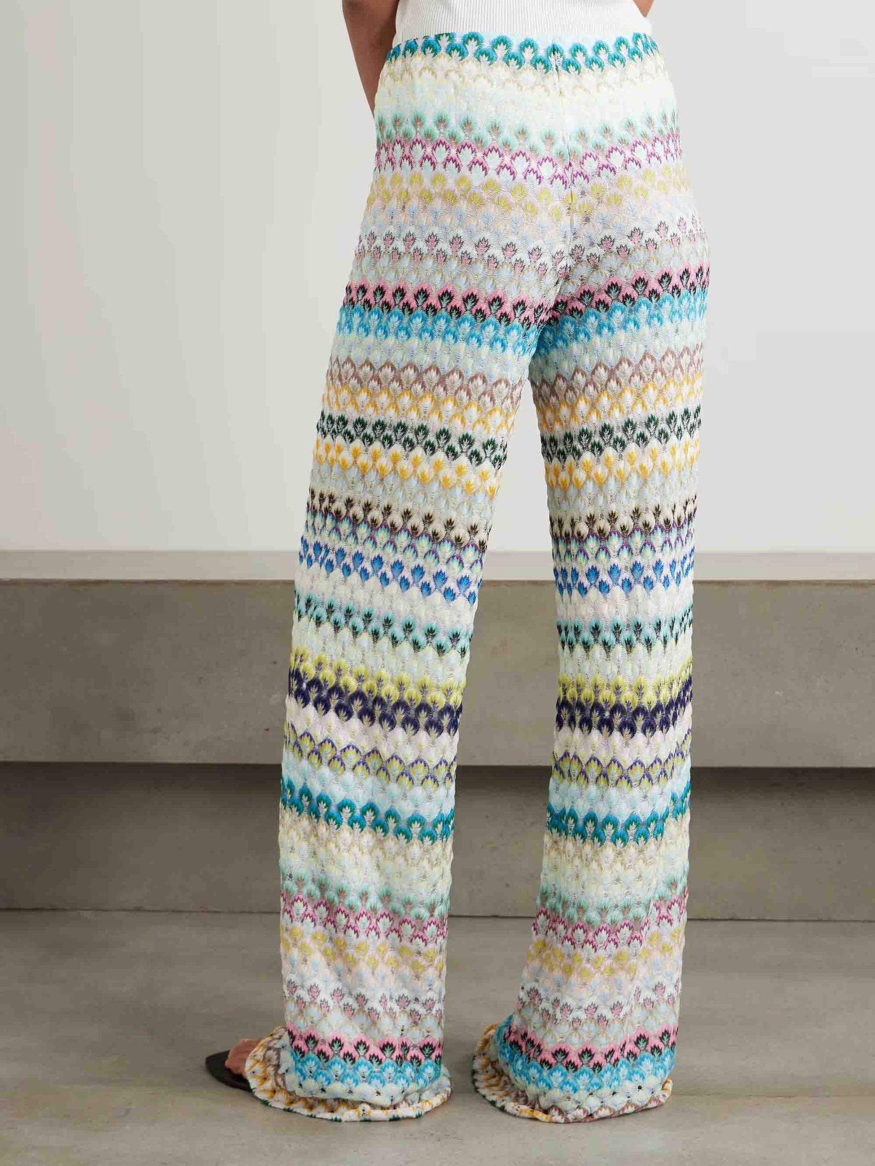 Elegant Wavy Crocheted Wide-Leg Pants