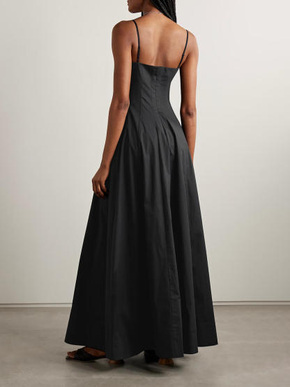 Classic Ruched Off-Shoulder A-Line Maxi Dress