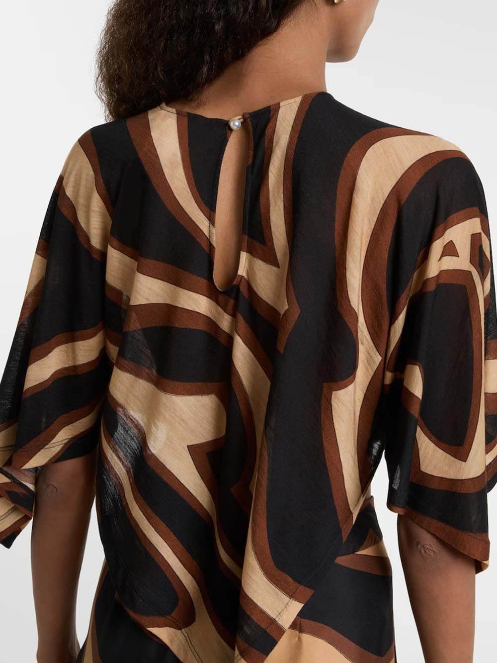 Retro Swirl Print Cape Blouse