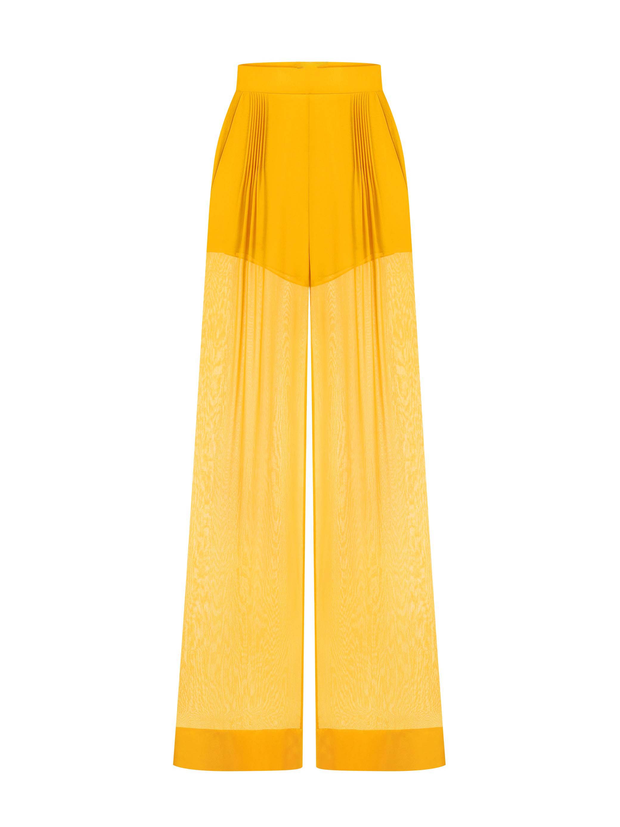 Elegant Draped Chiffon Shirt & Wide Leg Pants Two-Piece Set