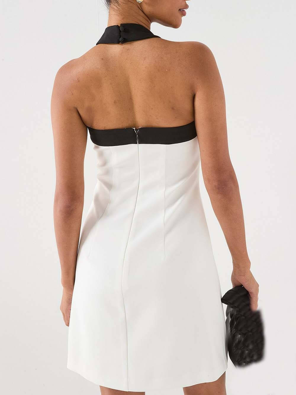 Elegant Mono Bow Detail Mini Dress