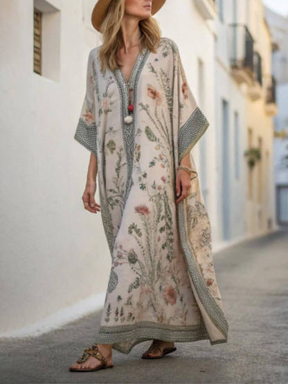 Bohemian Floral Kimono Maxi Dress