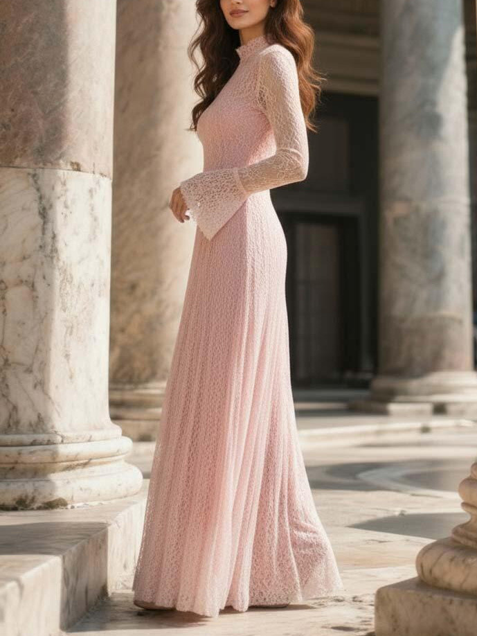 Elegant Lace Bell Sleeve Maxi Dress