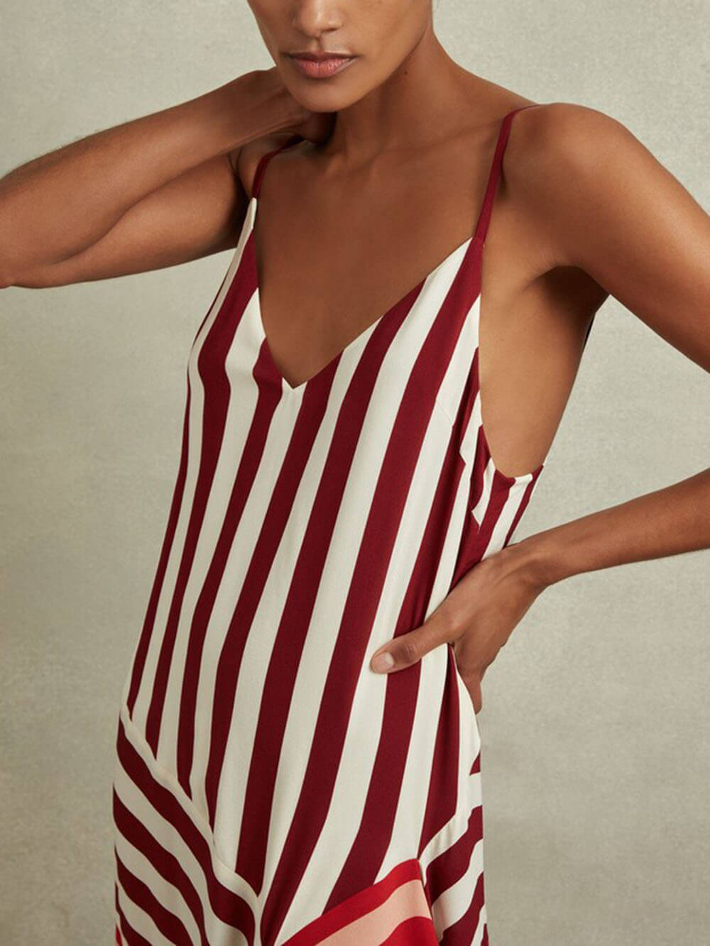 Exquisite Color-Block Striped Asymmetric Maxi Dress