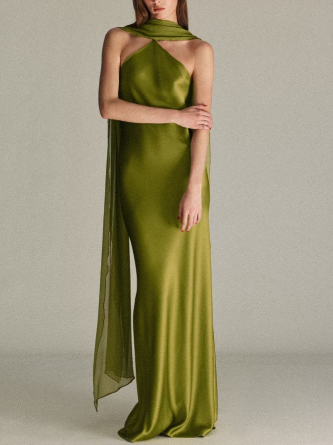 Elegant Backless Satin Maxi Dress