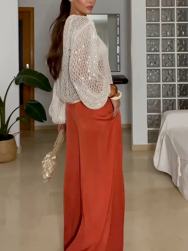 Elegant Satin Loose-Fitting Wide-Leg Pants